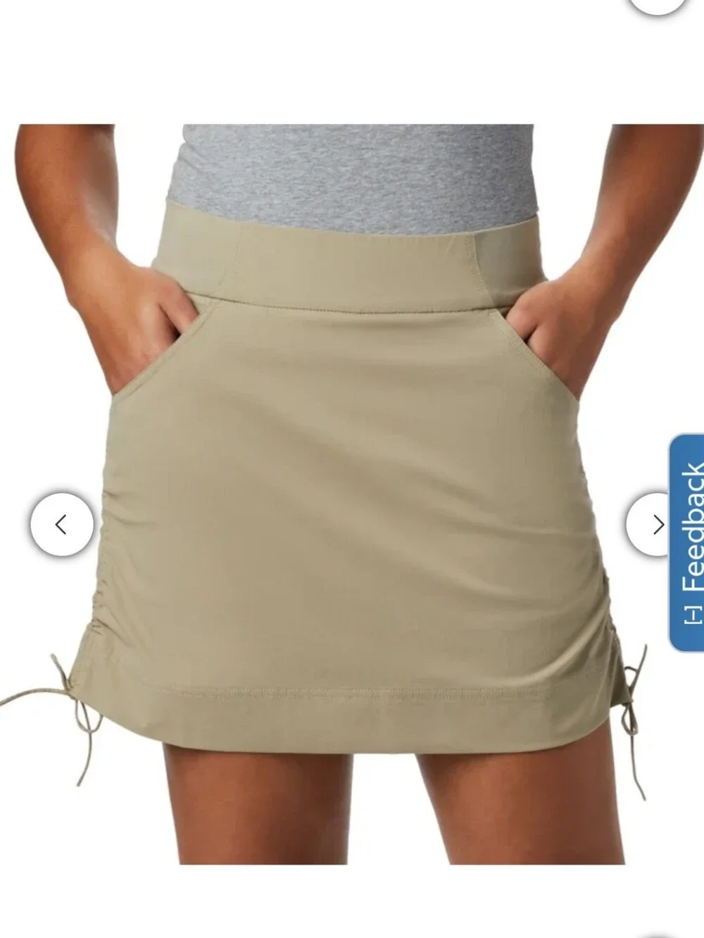 Women’s Mini Skirt with Side Ruching - Light Beige - Picture 5 of 6
